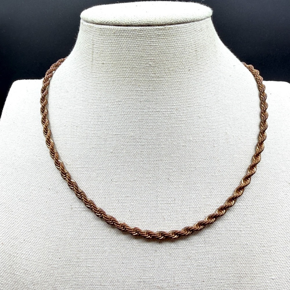 Copper Tone Rope Chain Necklace Twisted Statement Layering Minimalist Jewelry